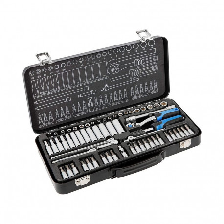 Hogert HT1R486 tööriistakomplekt 63 tk, 1/4", 72 hammast, kroom-vanaadiumteras, metallkast