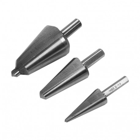 Yato YT-44730 Kooniliste puuride komplekt, 3 tk, GRD, Ø3-14/8-20/16-30 mm, HSS 4241, 4 mm, 6/8/9 mm