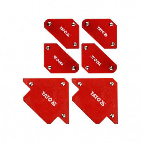 Yato YT-08678 Welding Magnet Holder Set, 6 pcs, 4.5/11.5 kg, 45/90/135°, 43x72x12/82x118x14 mm, stee