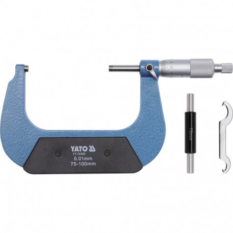 Yato Mikromeeter YT-72303, 75-100 mm, ±0.01 mm, DIN 863, süsinikteras, alumiinium, PVC, meetriline s