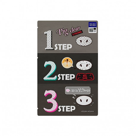 Holika Holika söega pooride puhastuskomplekt Pig Clear Blackhead 3-Step Kit (Strong)
