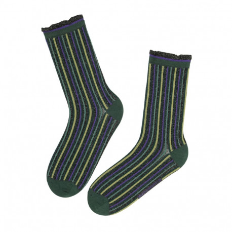 SOKISAHTEL BRIELLE rohelised triibulised sädelevad sokid 444