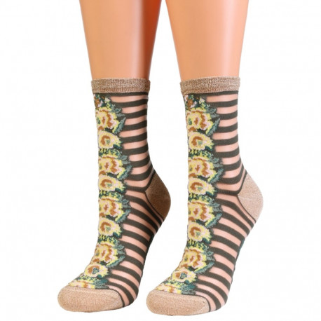 SOKISAHTEL ASHLEY rohelised lilledega õhukesed sokid 444