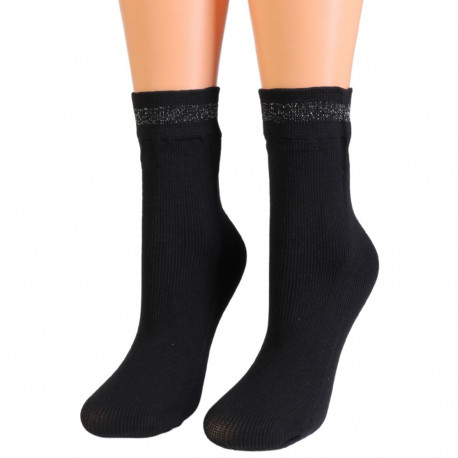 SOKISAHTEL EEVI musta värvi sädeleva äärega sokid 444