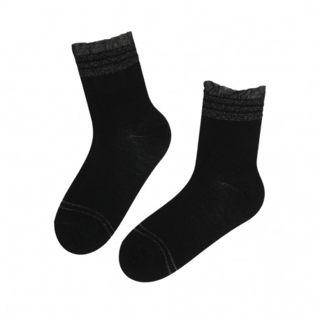 SOKISAHTEL GABRIELLE musta värvi sädeleva äärega sokid 444