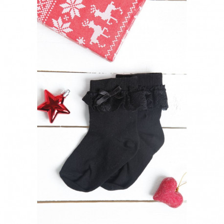 SOKISAHTEL LUISA mustad pitsiga sokid lastele 438, 439, 430, 443