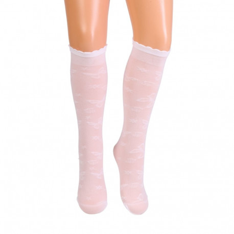 SOKISAHTEL CARLA valged liblika mustriga põlvikud tüdrukutele
