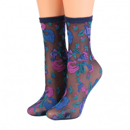 SOKISAHTEL GIOVANNA sinised õhukesed sokid värvilise mustriga 444