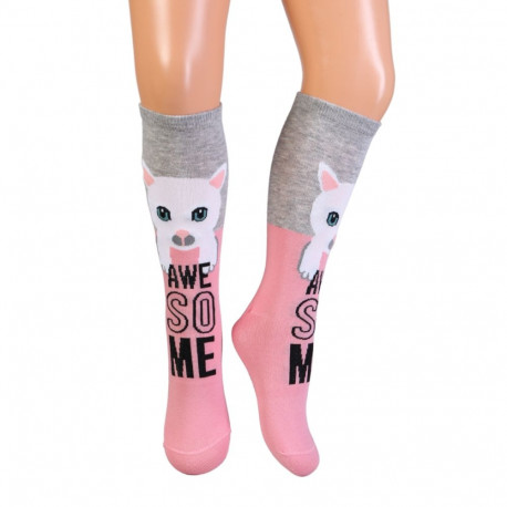 SOKISAHTEL NOVA roosad kassiga puuvillased põlvikud lastele 438