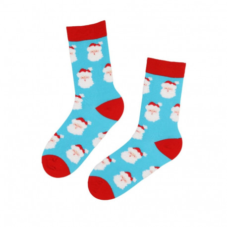 SOKISAHTEL SANTA sinised jõuluvanadega puuvillased sokid 444