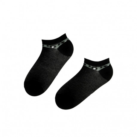 SOKISAHTEL FREYA musta värvi madalad rohelise äärega sokid 444