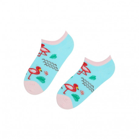 SOKISAHTEL PINK FLAMINGO helesinised madalad sokid flamingodega 444