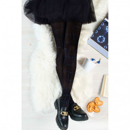 SOKISAHTEL CHECK musta värvi ruudulised sukkpüksid 424