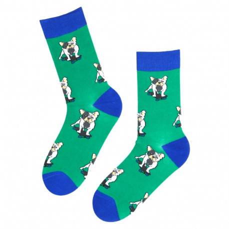 SOKISAHTEL DOGGY rohelised koertega puuvillased sokid 446