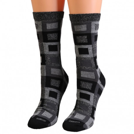 SOKISAHTEL Sarah Borghi ARIELLE musta värvi ruudulised sädelevad sokid 444