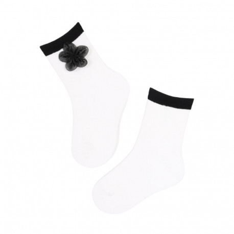 SOKISAHTEL RIHANDRA valged lillega sokid lastele 438