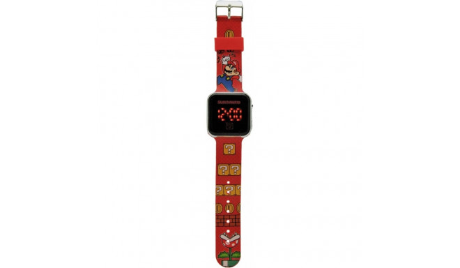Nintendo Super Mario Kids' Digital LED Wristwatch - Red Silicone Strap