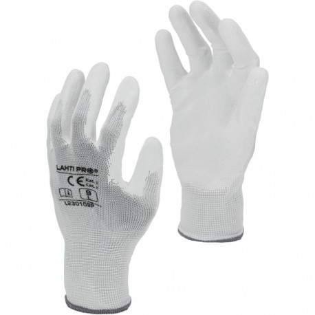 Rękawice pu białe l230107p, 12 par, "7", ce, lahti