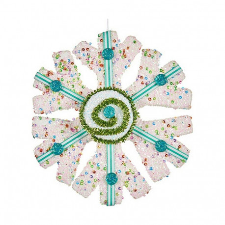Christmas bauble Krist+ Blue White Green Snowflakes 17 x 6 x 17 cm