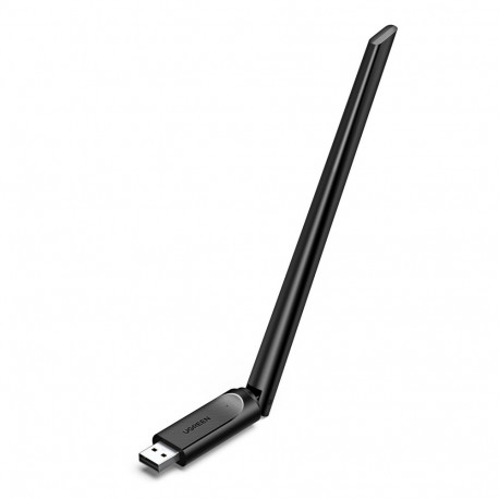 Wi-Fi USB High-Gain Dual Band Adapter 2.4GHz 286Mbps + 5GHz 600Mbps with External Antenna 6dBi, Blac
