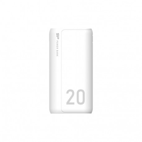 Akupank Silicon Power GS15 20000mAh, valge, 2 × USB väljund, microUSB ja USB-C sisend, USB-C laadimi