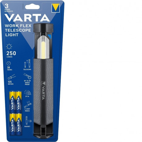 Töölamp /matkalamp/ taskulamp magnetiga Varta 18646 5W+COB LED