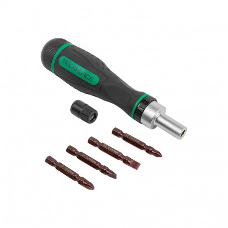 Reversible Screwdriver Set, ROCKFORCE, RF-32805MR, 5 in 1, 4 bits, ergonomic handle