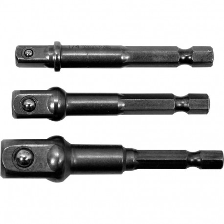 Yato YT-04685 Adapterite komplekt 3tk, 1/4, 3/8, 1/2, 65-73mm, 40Cr, oksüdeeritud, kuuskantvars