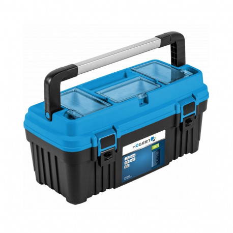 Hogert HT7G066 tool box, 25kg, 586x296x305mm, ABS, blue/black, OPTIMA, foldable aluminum handle, 2 l