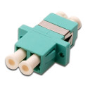 Optical coupler, duplex, LC to LC, MM, ceramic sleeve OM3, housing polymer, incl. screws