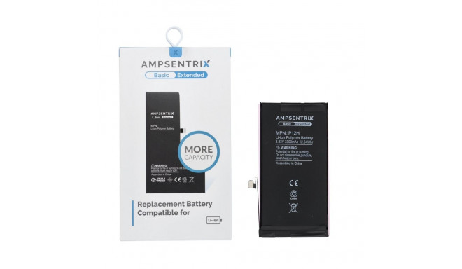 AmpSentrix Basic battery for iPhone 12 / 12 Pro (high capacity 3300 mAh)