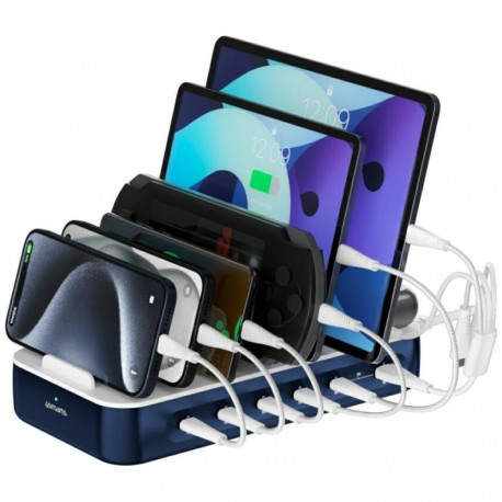 Product Title: 100W Multi-Port Charging Station with Integrated Cable Set – Navy Bl