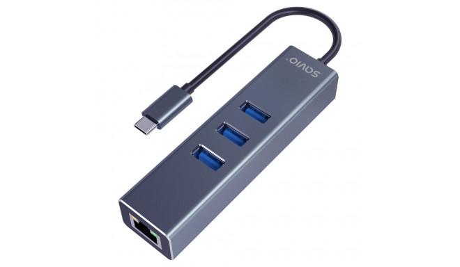 The SAVIO AK-57 is a 5-in-1 USB-C multi-port adapter (HUB) designed to expand the c