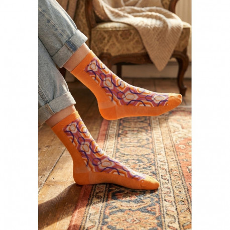 SOKISAHTEL Pierre Mantoux WALLPAPER oranžid õhukesed sokid 444