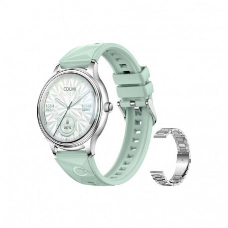 COLMI L28 Smart Watch (Silver-green + silver steel strap)