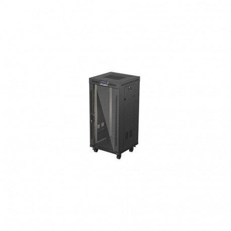 RACK CABINET 19" FREE-STANDING 24U/600X600 (FLAT PACK) WITH GLASS DOOR LCD BLACK LANBERG V2
