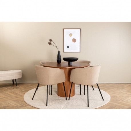 Söögitoa komplekt BIANCA&BERIT 4 tooliga, must/beež