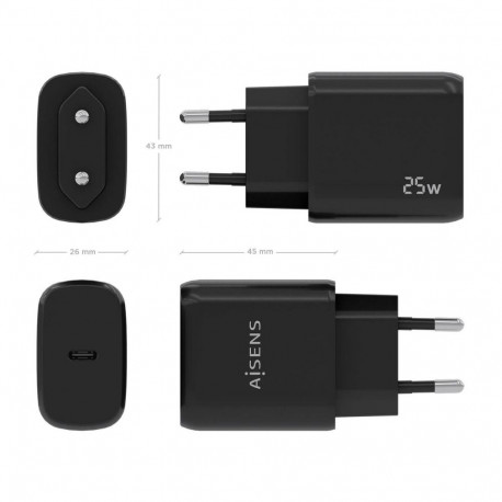 Wall Charger Aisens A110-0757 Black 25 W