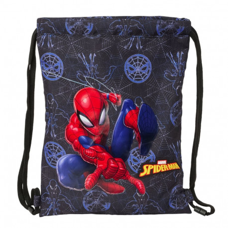Backpack with Strings Spider-Man Attack Black 26 x 34 x 1 cm