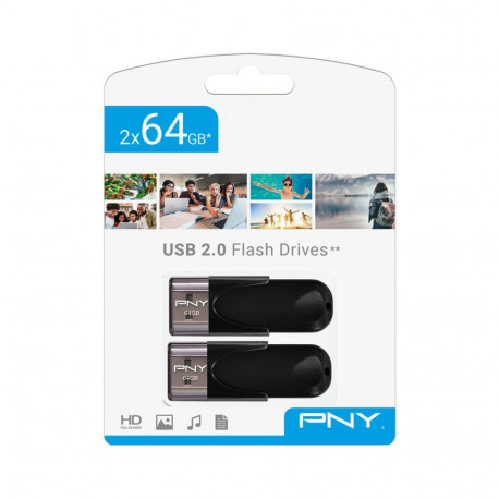 USB-pulk PNY FD64GATT4X2-EF Must 64 GB (2 Ühikut)