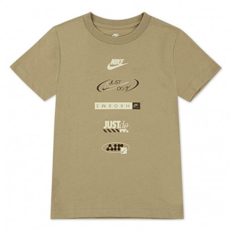 Child's Short Sleeve T-Shirt Nike Brandmark Stack Beige - 4-5 Years