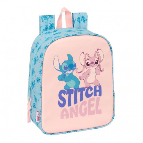School Bag Lilo & Stitch Ohana Pink Light Blue 22 x 27 x 10 cm