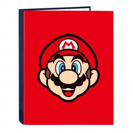 Ring binder Super Mario Mamma mia Red Navy Blue A4 26.5 x 33 x 4 cm