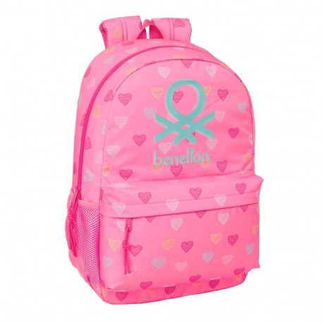 School Bag Benetton Heart Pink 30 x 46 x 14 cm