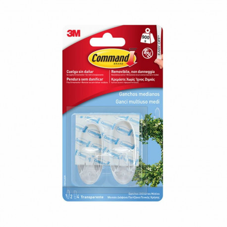 Konks riputamiseks 3M 900 g Läbipaistev Plastmass (2 Ühikut)