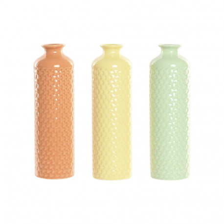 Vaas Home ESPRIT Roheline Beež Terrakota Dolomite 9 x 9 x 30 cm (3 Ühikut)