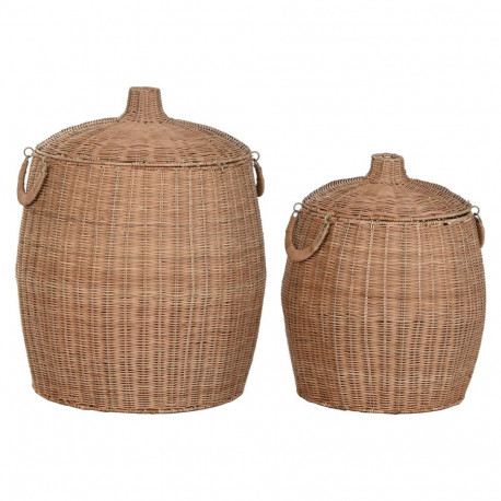 Decorative box Home ESPRIT Natural Metal Tropical (2 Pieces)