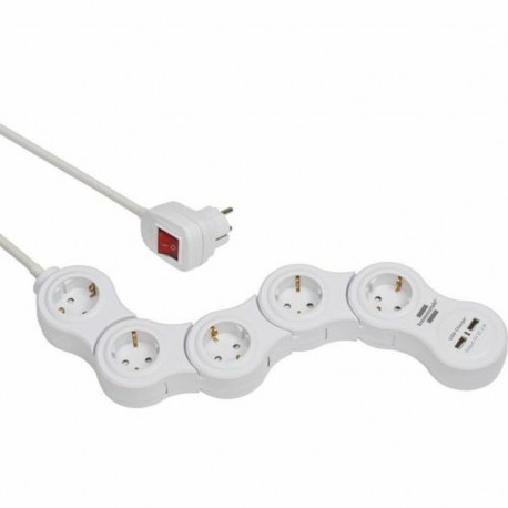 Pistikupesa - 5 Pistikupesa Lülitiga Brennenstuhl Vario-Power Valge 3600 W USB x 2 (1,4 m)