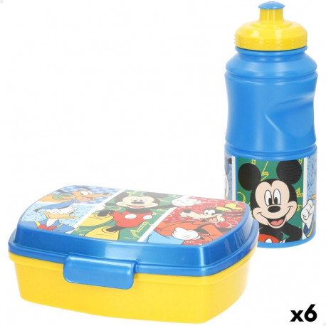 Lunchbox with Accessories Mickey Mouse Plastic 380 ml 17 x 5,5 x 13,5 cm (6 Units)