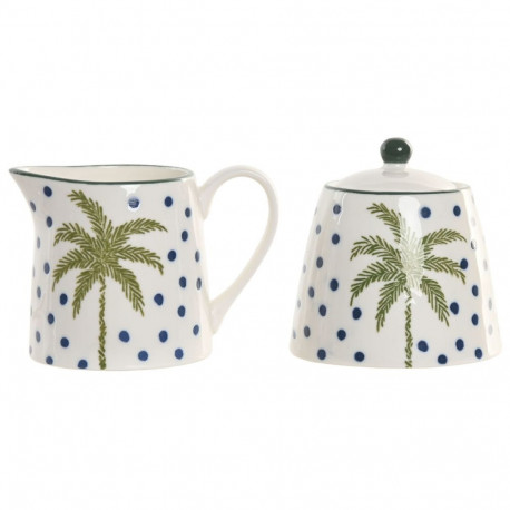 Milk jug and sugar bowl Home ESPRIT Blue Green Porcelain 11 X 7,6 X 7,8 CM 2 Pieces